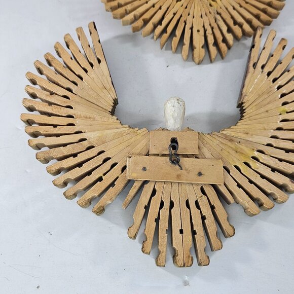 Handcrafted Wooden Clothespin Eagle Wall Art Set - 2 Pieces Folk Art Bird - Picture 7 of 9